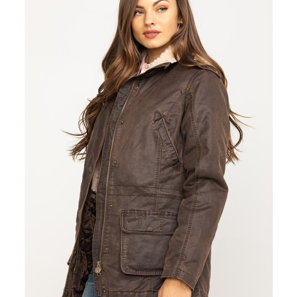 OUTBACK TRADING CO. WOMEN'S WOODBURY CANYONLAND JACKET WITH SHERPA HOOD